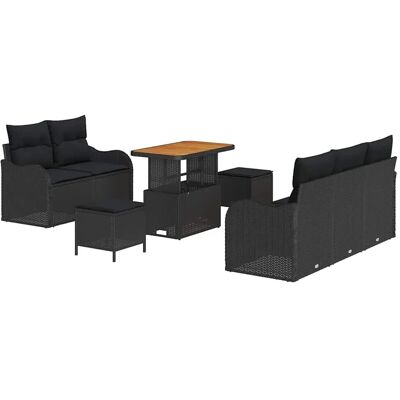 vidaXL Garten-Sofa-Set Höhenverstellbar 8-Tlg Schwarz Poly Rattan 3362209 vidaXL Garten-Sofa-Set Höhenverstellbar 8-Tlg Schwarz Poly Rattan 3362209