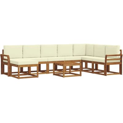 vidaXL Outdoor-Sofagarnitur mit Kissen 9-Tlg Natur und Creme 3366848 vidaXL Outdoor-Sofagarnitur mit Kissen 9-Tlg Natur und Creme 3366848