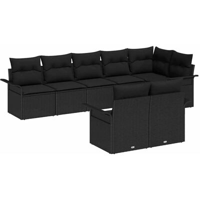 vidaXL 8-Teiliges Gartensofa-Set mit Kissen in Schwarz aus poly Rattan 3345413 vidaXL 8-Teiliges Gartensofa-Set mit Kissen in Schwarz aus poly Rattan 3345413