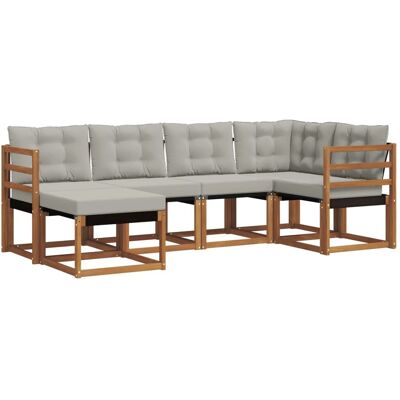 vidaXL Outdoor-Sofagarnitur mit Kissen 6-Tlg Natur und Hellgrau 3368822 vidaXL Outdoor-Sofagarnitur mit Kissen 6-Tlg Natur und Hellgrau 3368822