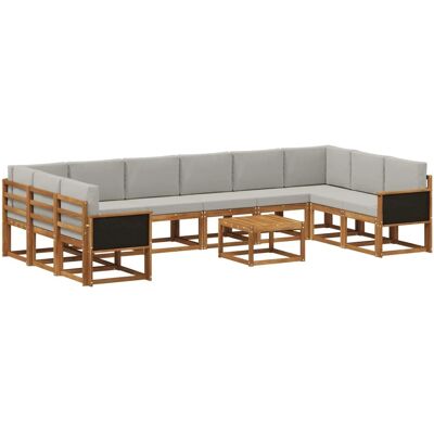 vidaXL Outdoor-Sofagarnitur mit Kissen 11 Stk Natur und Hellgrau 3385582 vidaXL Outdoor-Sofagarnitur mit Kissen 11 Stk Natur und Hellgrau 3385582