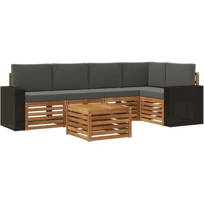 vidaXL Ecksofa Set 6 Stk Natur und Anthrazit Massivholz Akazie 3384393 vidaXL Ecksofa Set 6 Stk Natur und Anthrazit Massivholz Akazie 3384393