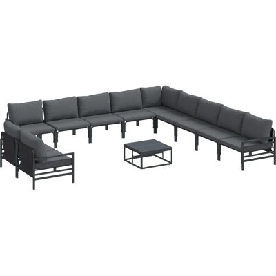 vidaXL Garten-Sofa-Set 12-Tlg Anthrazit Stahl 3379007 vidaXL Garten-Sofa-Set 12-Tlg Anthrazit Stahl 3379007