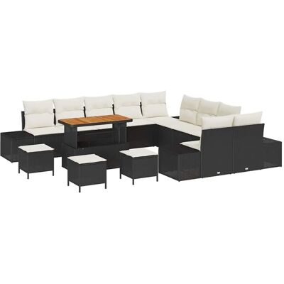 vidaXL Gartensofa-Set mit Kissen 14 Stk Schwarz Poly Rattan 3364800 vidaXL Gartensofa-Set mit Kissen 14 Stk Schwarz Poly Rattan 3364800