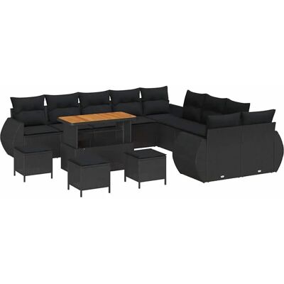 vidaXL Garten-Sofa-Set 14-Tlg Schwarz Poly Rattan 3361939 vidaXL Garten-Sofa-Set 14-Tlg Schwarz Poly Rattan 3361939