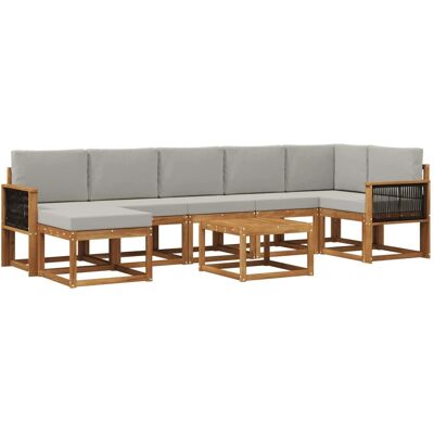 vidaXL Outdoor-Sofagarnitur 8 Stk Natur und Hellgrau Polyester 3385412 vidaXL Outdoor-Sofagarnitur 8 Stk Natur und Hellgrau Polyester 3385412