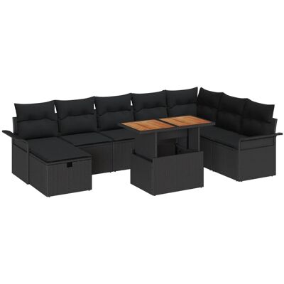 vidaXL Garten-Sofa-Set 9-Tlg Schwarz Poly Rattan 3361261 vidaXL Garten-Sofa-Set 9-Tlg Schwarz Poly Rattan 3361261