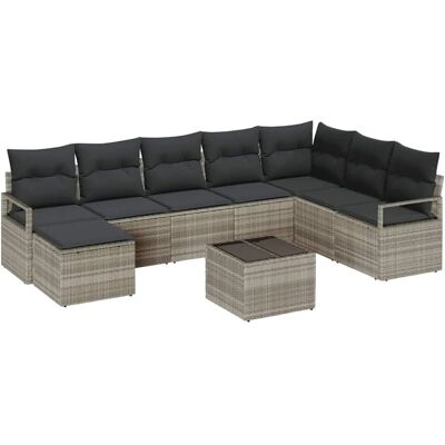 vidaXL Garten-Sofa-Set 8-Tlg Hellgrau Poly Rattan 3346482 vidaXL Garten-Sofa-Set 8-Tlg Hellgrau Poly Rattan 3346482