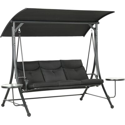 Outsunny Hollywoodschaukel Metall Polyester Schwarz 278L x 135B x 177H cm Outsunny Hollywoodschaukel Metall Polyester Schwarz 278L x 135B x 177H cm