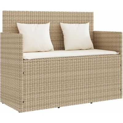furnicato Gartenbank mit Kissen Beige Poly Rattan furnicato Gartenbank mit Kissen Beige Poly Rattan