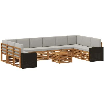 vidaXL Outdoor-Sofagarnitur 11 Stk Natur und Hellgrau Polyester 3384932 vidaXL Outdoor-Sofagarnitur 11 Stk Natur und Hellgrau Polyester 3384932