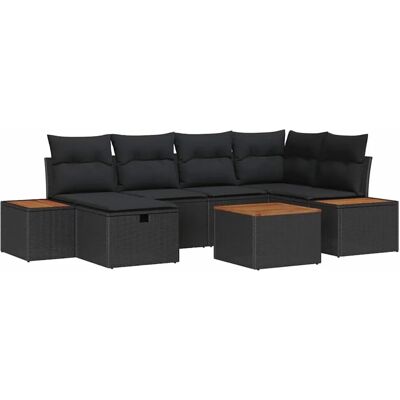 vidaXL Garten-Sofa-Set mit Kissen 7-Tlg Schwarz Poly Rattan 3359635 vidaXL Garten-Sofa-Set mit Kissen 7-Tlg Schwarz Poly Rattan 3359635