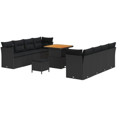 vidaXL Gartensofa-set mit Kissen 11-Tlg Schwarz Poly-Rattan 3363404 vidaXL Gartensofa-set mit Kissen 11-Tlg Schwarz Poly-Rattan 3363404