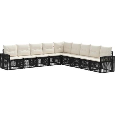 vidaXL Gartensofa-Set 9-Tlg Schwarz und Cremeweiß Poly-Rattan 3435145 vidaXL Gartensofa-Set 9-Tlg Schwarz und Cremeweiß Poly-Rattan 3435145