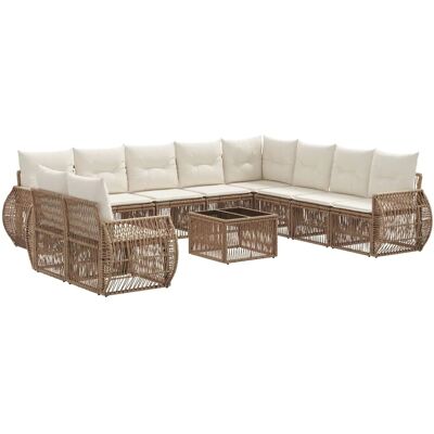 vidaXL Gartensofa-Set 11-Tlg Beige und Cremeweiß Poly-Rattan 3435468 vidaXL Gartensofa-Set 11-Tlg Beige und Cremeweiß Poly-Rattan 3435468