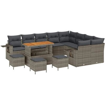 vidaXL Garten-Sofa-Set 13-Tlg Grau Poly Rattan 3361793 vidaXL Garten-Sofa-Set 13-Tlg Grau Poly Rattan 3361793