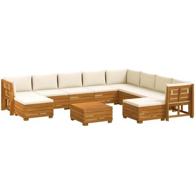 vidaXL Outdoor-Sofagarnitur 11 Stück Braun Massivholz Akazie 3403089 vidaXL Outdoor-Sofagarnitur 11 Stück Braun Massivholz Akazie 3403089