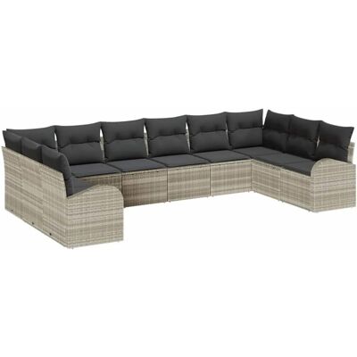 Vidaxl Gartensofa-Set 10-tlg Grau Modern Outdoor Möbel Vidaxl Gartensofa-Set 10-tlg Grau Modern Outdoor Möbel