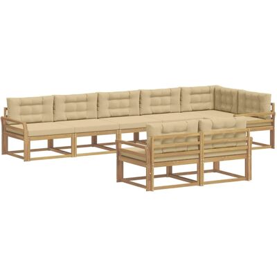 vidaXL Outdoor-Sofagarnitur mit Kissen 6-Tlg Weiß und Beige Polyester 3386622 vidaXL Outdoor-Sofagarnitur mit Kissen 6-Tlg Weiß und Beige Polyester 3386622
