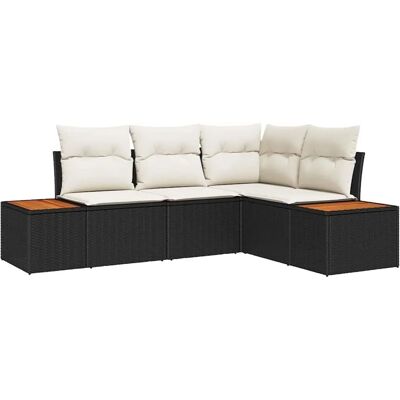 vidaXL Gartensofa-set mit Kissen 4-Tlg Schwarz und Creme Poly-Rattan 3356742 vidaXL Gartensofa-set mit Kissen 4-Tlg Schwarz und Creme Poly-Rattan 3356742