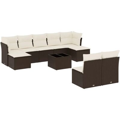 vidaXL Garten-Sofagarnitur 10-tlg. Braun Creme - Gartenmöbel vidaXL Garten-Sofagarnitur 10-tlg. Braun Creme - Gartenmöbel
