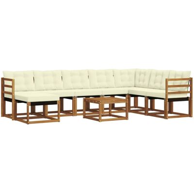 vidaXL Outdoor-Sofagarnitur mit Kissen 9-Tlg Natur und Creme 3368965 vidaXL Outdoor-Sofagarnitur mit Kissen 9-Tlg Natur und Creme 3368965