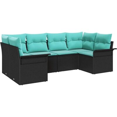 vidaXL Garten-Sofa-Set mit Speicher 6 Stk Schwarz Poly Rattan 3354175 vidaXL Garten-Sofa-Set mit Speicher 6 Stk Schwarz Poly Rattan 3354175