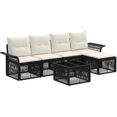 vidaXL Gartensofa-Set 6-Tlg Schwarz Poly-Rattan 3434818 vidaXL Gartensofa-Set 6-Tlg Schwarz Poly-Rattan 3434818