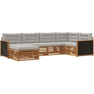 vidaXL Outdoor-Sofagarnitur mit Kissen 6 Stk Natur und Hellgrau 3383554 vidaXL Outdoor-Sofagarnitur mit Kissen 6 Stk Natur und Hellgrau 3383554