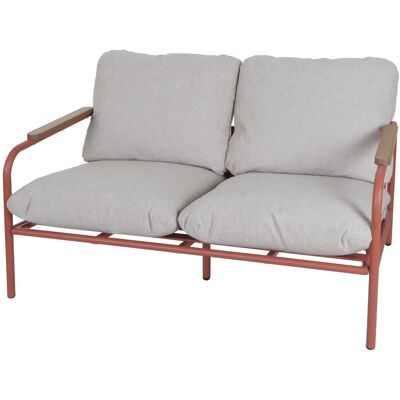 MCW Aluminium-Gartenbank O11 Outdoor 2-Sitzer Sofa 125cm Terrakotta Polster Beige MCW Aluminium-Gartenbank O11 Outdoor 2-Sitzer Sofa 125cm Terrakotta Polster Beige