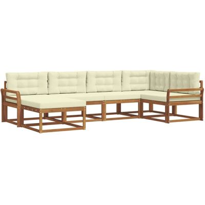 vidaXL Outdoor-Sofagarnitur mit Kissen 6-Tlg Natur und Creme 3367823 vidaXL Outdoor-Sofagarnitur mit Kissen 6-Tlg Natur und Creme 3367823