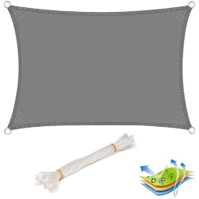WOLTU Sonnensegel Sonnenschutz Atmungsaktiv HDPE Grau 2x3 m WOLTU Sonnensegel Sonnenschutz Atmungsaktiv HDPE Grau 2x3 m