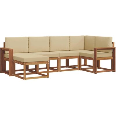 vidaXL Outdoor-Sofagarnitur mit Kissen 6 Stk Natur und Beige 3366646 vidaXL Outdoor-Sofagarnitur mit Kissen 6 Stk Natur und Beige 3366646
