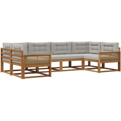 vidaXL Outdoor-Sofagarnitur mit Kissen 6 Stk Natur und Hellgrau 3382849 vidaXL Outdoor-Sofagarnitur mit Kissen 6 Stk Natur und Hellgrau 3382849