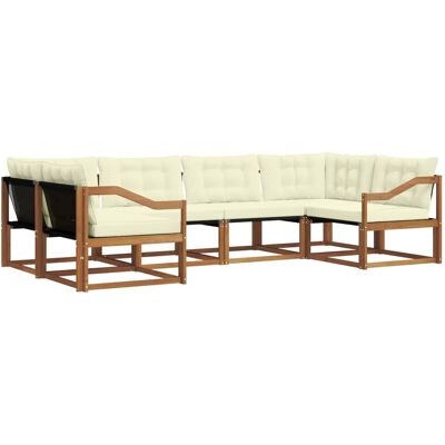 vidaXL Outdoor-Sofagarnitur mit Kissen 6-Tlg Natur und Creme 3369801 vidaXL Outdoor-Sofagarnitur mit Kissen 6-Tlg Natur und Creme 3369801
