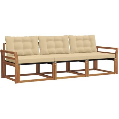 vidaXL Outdoor-Sofagarnitur mit Kissen 3-Tlg Natur und Beige 3369148 vidaXL Outdoor-Sofagarnitur mit Kissen 3-Tlg Natur und Beige 3369148