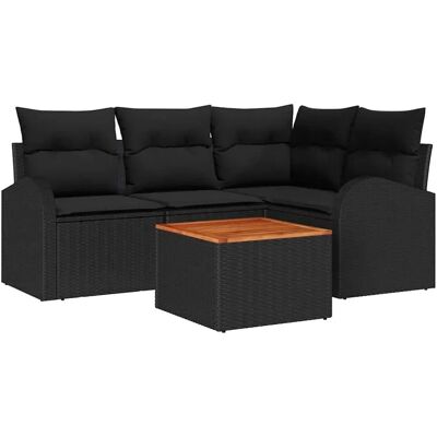 vidaXL Garten-Sofa-Set 5-Tlg Schwarz Poly Rattan 3347576 vidaXL Garten-Sofa-Set 5-Tlg Schwarz Poly Rattan 3347576
