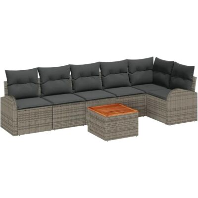 vidaXL Garten-Sofa-Set 7-Tlg Grau Poly Rattan 3347587 vidaXL Garten-Sofa-Set 7-Tlg Grau Poly Rattan 3347587