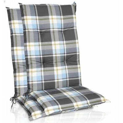 Beautissu 2er Set Hochlehner Auflagen Set 120x50 cm Polster Blau Kariert Beautissu 2er Set Hochlehner Auflagen Set 120x50 cm Polster Blau Kariert
