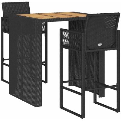 vidaXL Gartenterrassenset - Schwarz, 3-teilig, hochwertiges Outdoor-Set vidaXL Gartenterrassenset - Schwarz, 3-teilig, hochwertiges Outdoor-Set