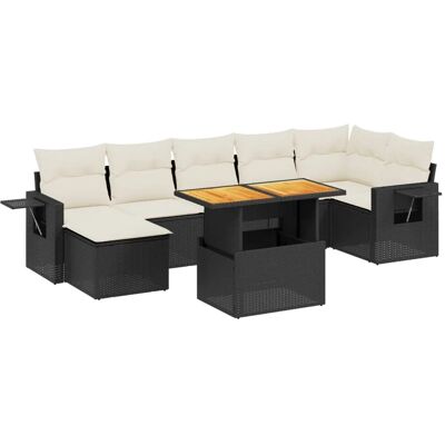 vidaXL 8-Tlg Garten-Sofagarnitur mit Kissen Schwarz Poly Rattan 3271861 vidaXL 8-Tlg Garten-Sofagarnitur mit Kissen Schwarz Poly Rattan 3271861