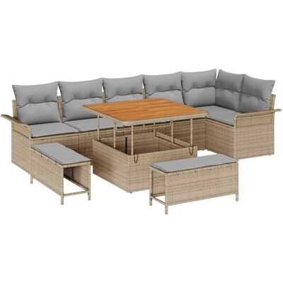 vidaXL Garten-Sofa-Set 9-Tlg Beige Poly Rattan 3362147 vidaXL Garten-Sofa-Set 9-Tlg Beige Poly Rattan 3362147