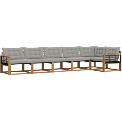 vidaXL Outdoor-Sofagarnitur mit Kissen 6-Tlg Natur und Hellgrau 3369510 vidaXL Outdoor-Sofagarnitur mit Kissen 6-Tlg Natur und Hellgrau 3369510