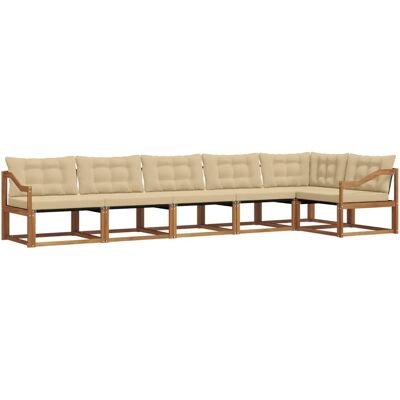 vidaXL Outdoor-Sofagarnitur mit Kissen 6-Tlg Natur und Beige 3369516 vidaXL Outdoor-Sofagarnitur mit Kissen 6-Tlg Natur und Beige 3369516