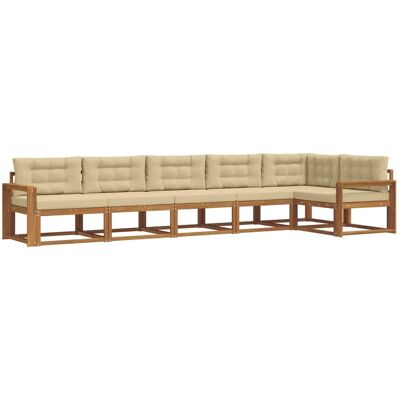 vidaXL Outdoor-Sofagarnitur mit Kissen 6-Tlg Natur und Beige 3367656 vidaXL Outdoor-Sofagarnitur mit Kissen 6-Tlg Natur und Beige 3367656