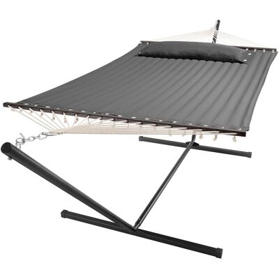 Juskys Hängematte Cata mit Gestell und Kissen 360 x 120 x 115 cm Anthrazit Juskys Hängematte Cata mit Gestell und Kissen 360 x 120 x 115 cm Anthrazit