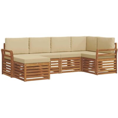 vidaXL Sofagarnituren 6 Tlg Natur und Beige Massivholz Akazie 3375093 vidaXL Sofagarnituren 6 Tlg Natur und Beige Massivholz Akazie 3375093