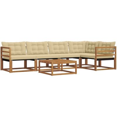 vidaXL Outdoor-Sofagarnitur mit Kissen 6-Tlg Natur und Beige 3369472 vidaXL Outdoor-Sofagarnitur mit Kissen 6-Tlg Natur und Beige 3369472