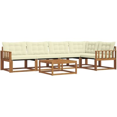 vidaXL Outdoor-Sofagarnitur mit Kissen 6-Tlg Natur und Creme 3369477 vidaXL Outdoor-Sofagarnitur mit Kissen 6-Tlg Natur und Creme 3369477