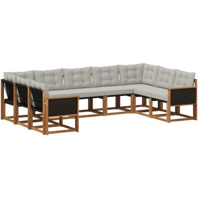 vidaXL Outdoor-Sofagarnitur mit Kissen 9 Stk Natur und Hellgrau 3382199 vidaXL Outdoor-Sofagarnitur mit Kissen 9 Stk Natur und Hellgrau 3382199